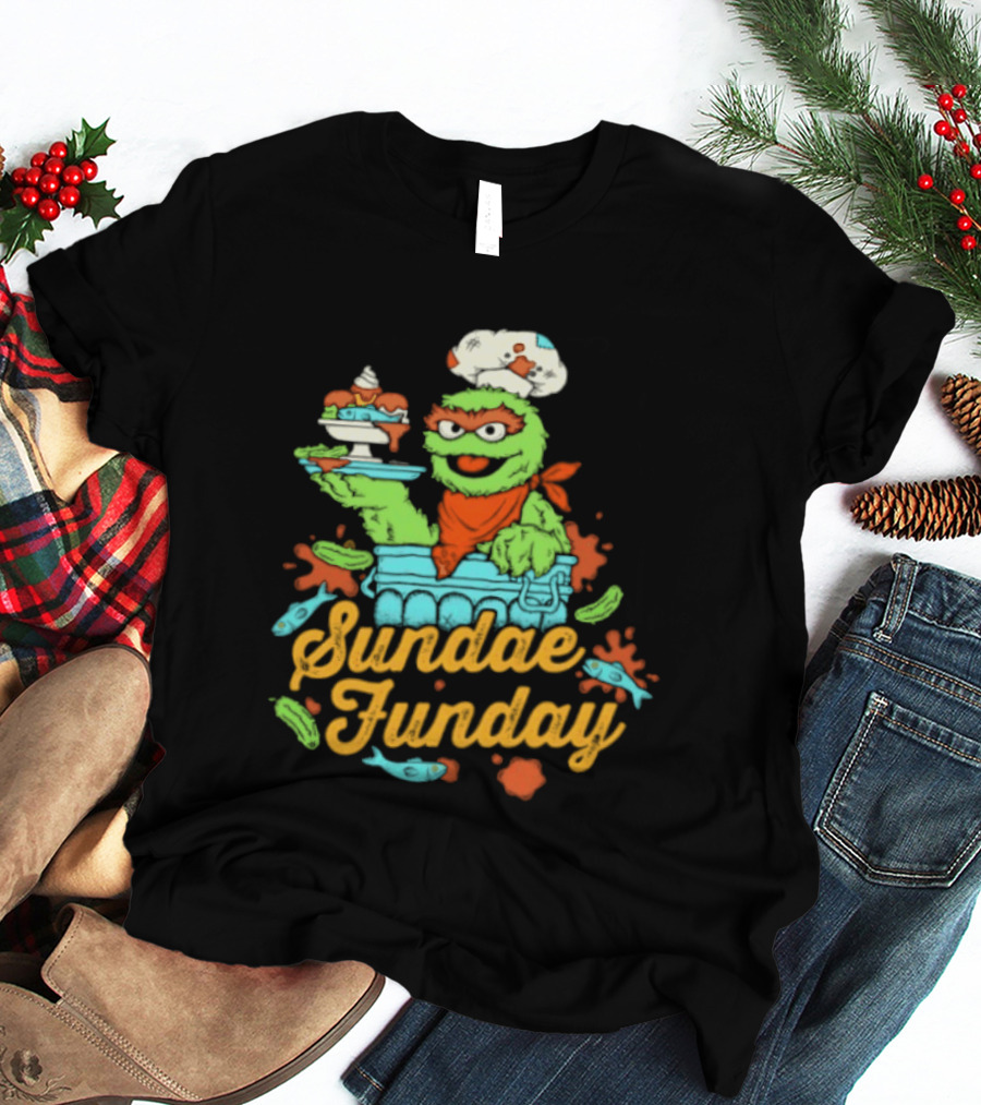Oscar The Grouch Sundae Funday Chef Hat Dessert Landfill T-Shirt