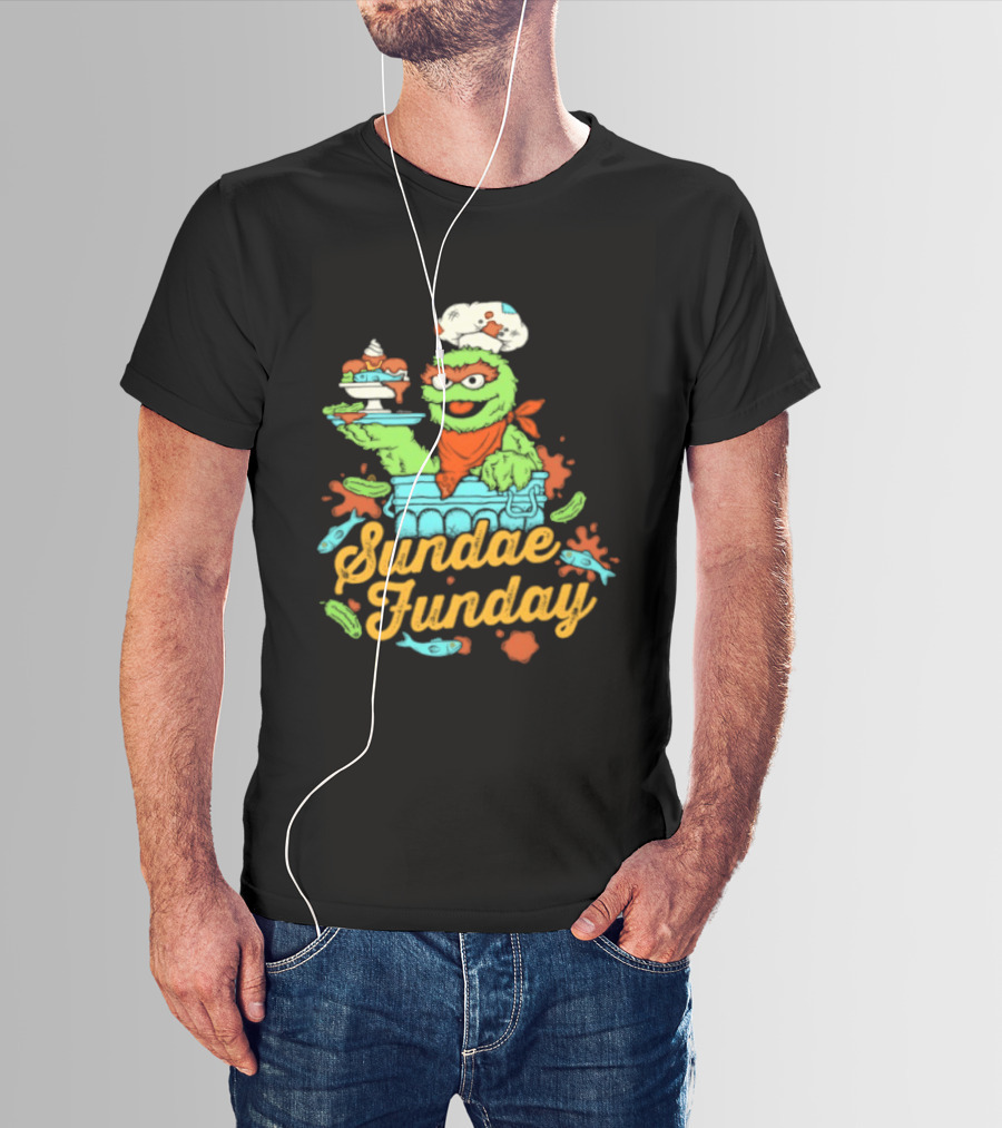 Oscar The Grouch Sundae Funday Chef Hat Dessert Landfill T-Shirt