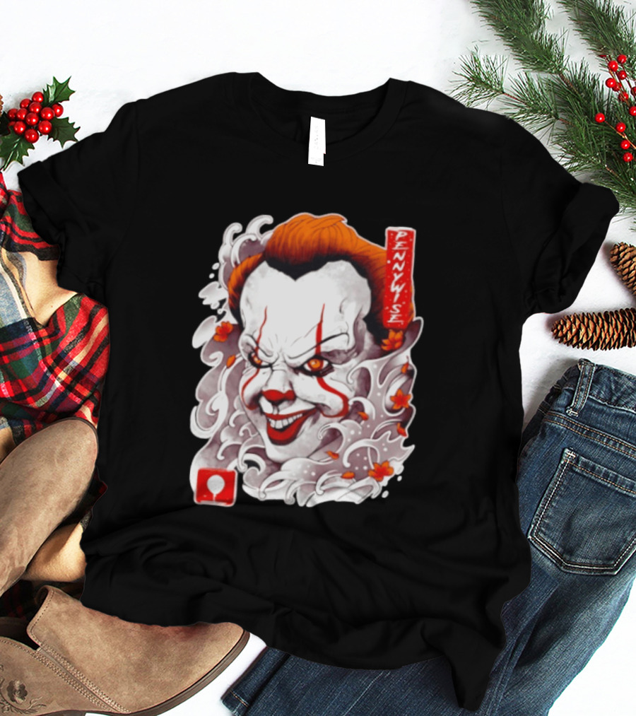 Pennywise Creepy Clown Big Head Horror It Movie Iconic Scary Face Balloon T-Shirt