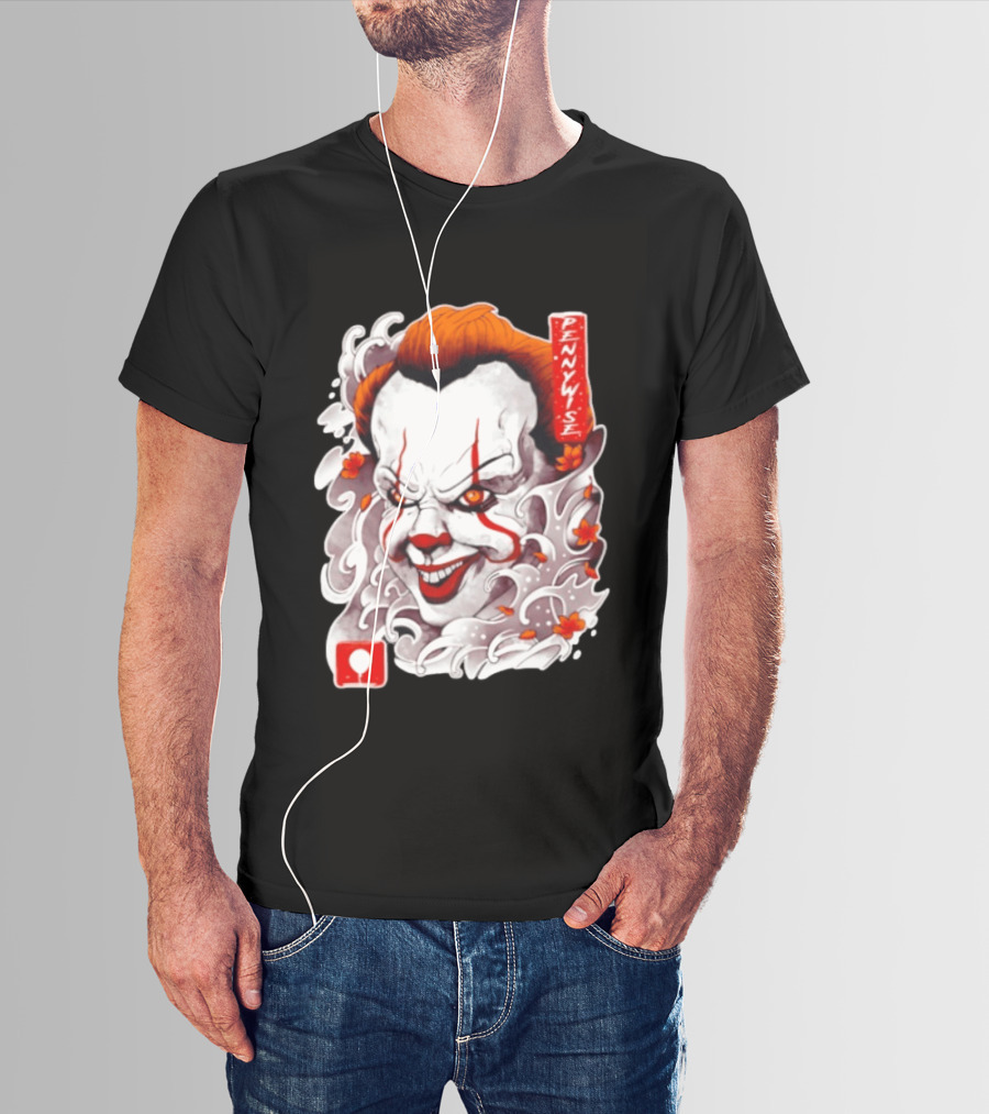 Pennywise Creepy Clown Big Head Horror It Movie Iconic Scary Face Balloon T-Shirt