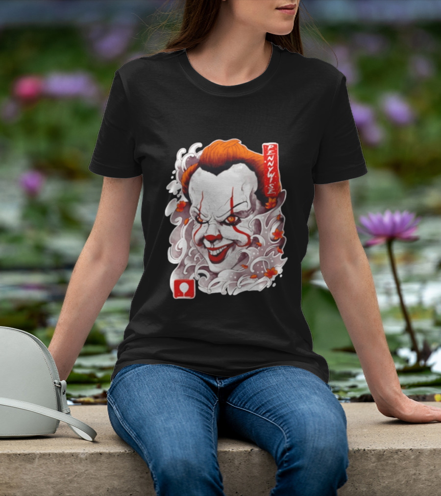 Pennywise Creepy Clown Big Head Horror It Movie Iconic Scary Face Balloon T-Shirt