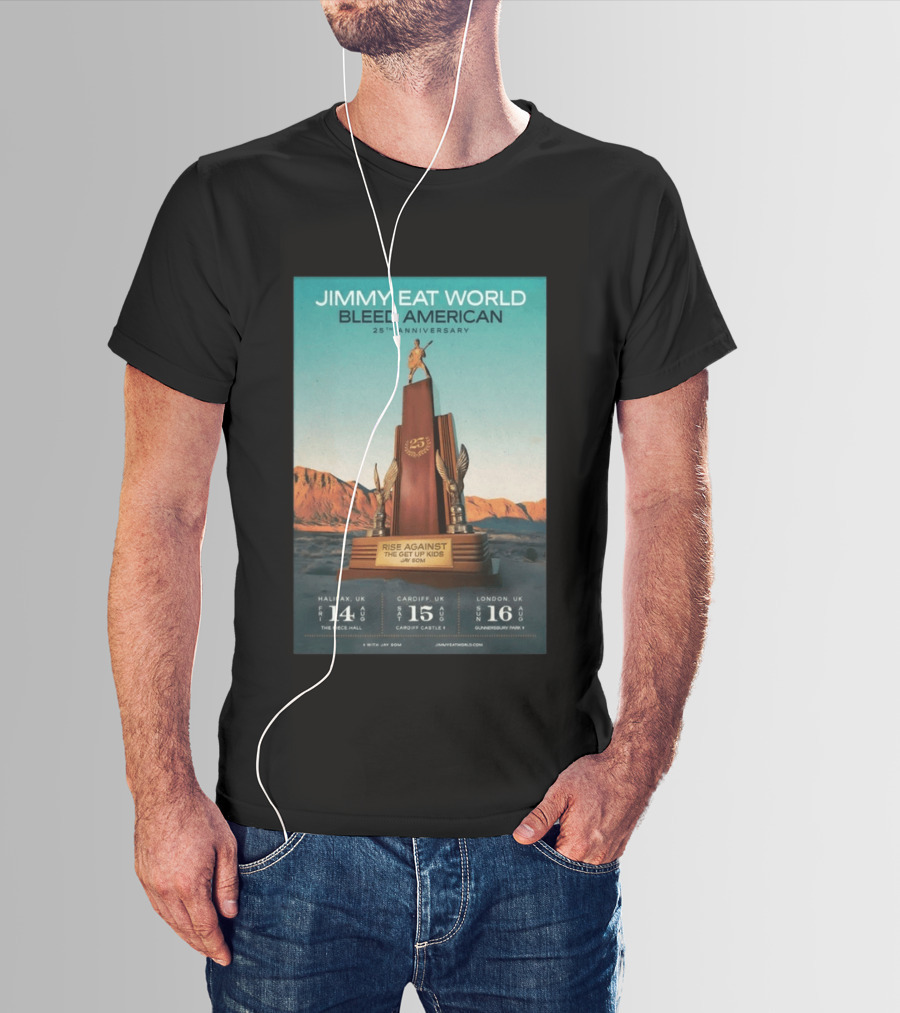 Jimmy Eat World Bleed American 25th Anniversary Aug 14 2026 The Piece Hall Halifax UK With Rise Against The Get Up Kids T-Shirt