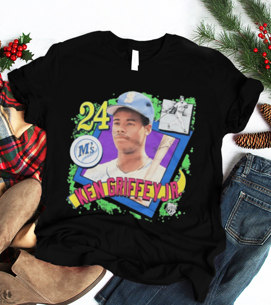Ken Griffey Jr 24 Seattle Mariners Baseball Card Retro Topps 75 M's T-Shirt