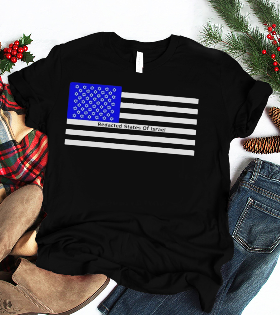 Redacted States Of Israel Flag With Stars And Stripes T-Shirt