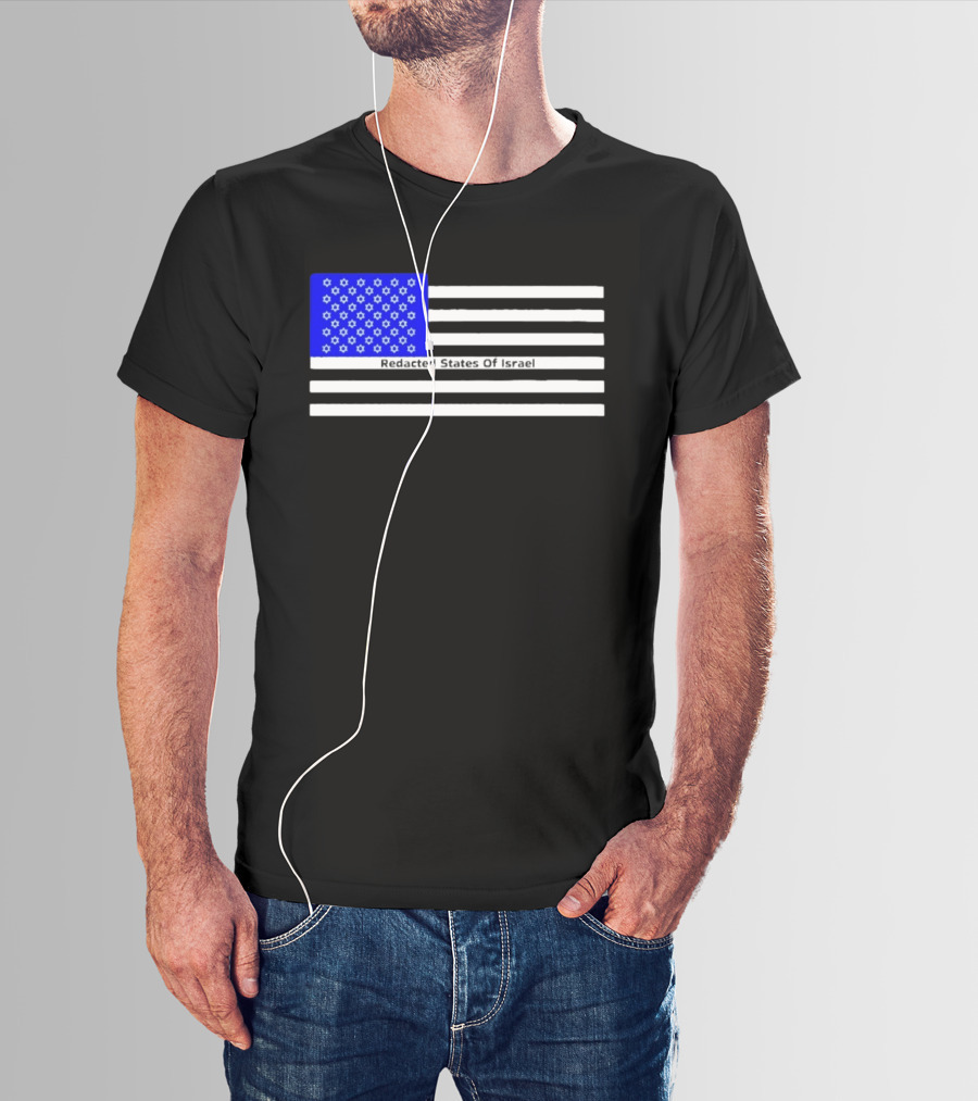 Redacted States Of Israel Flag With Stars And Stripes T-Shirt