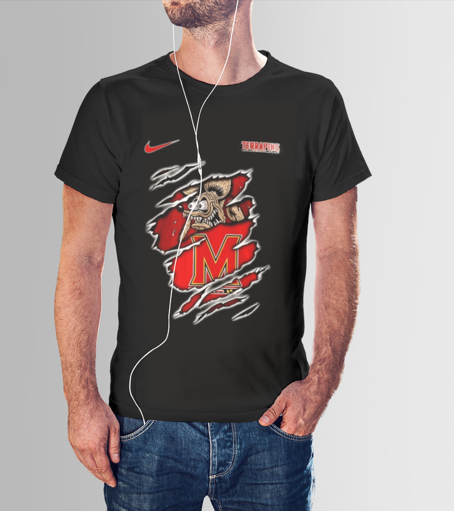 Maryland Terrapins NCAA Rat Fink Built To Not Bow Nike Terrapins Rugged Ripped T-Shirt