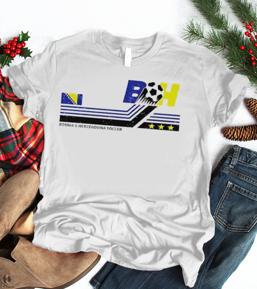 Bosnia Herzegovina Soccer BH Flag Three Stars Football T-Shirt