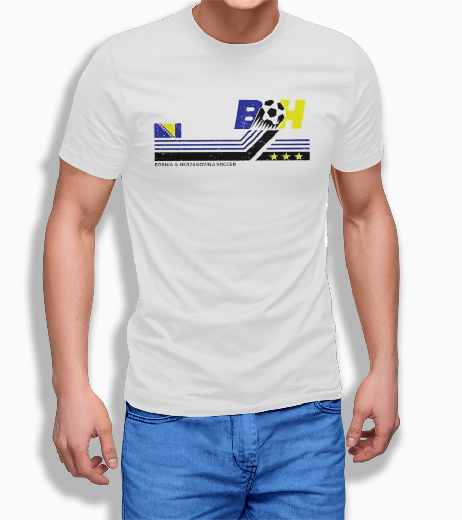 Bosnia Herzegovina Soccer BH Flag Three Stars Football T-Shirt