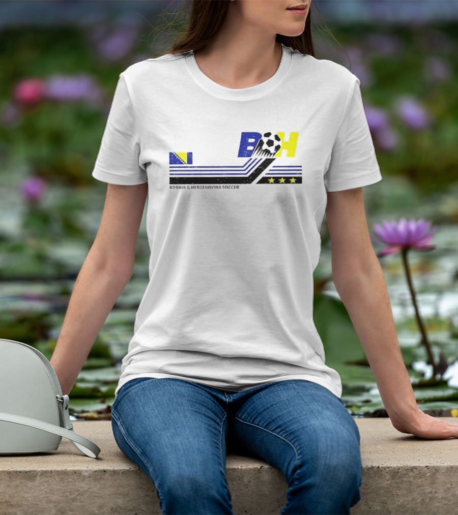 Bosnia Herzegovina Soccer BH Flag Three Stars Football T-Shirt
