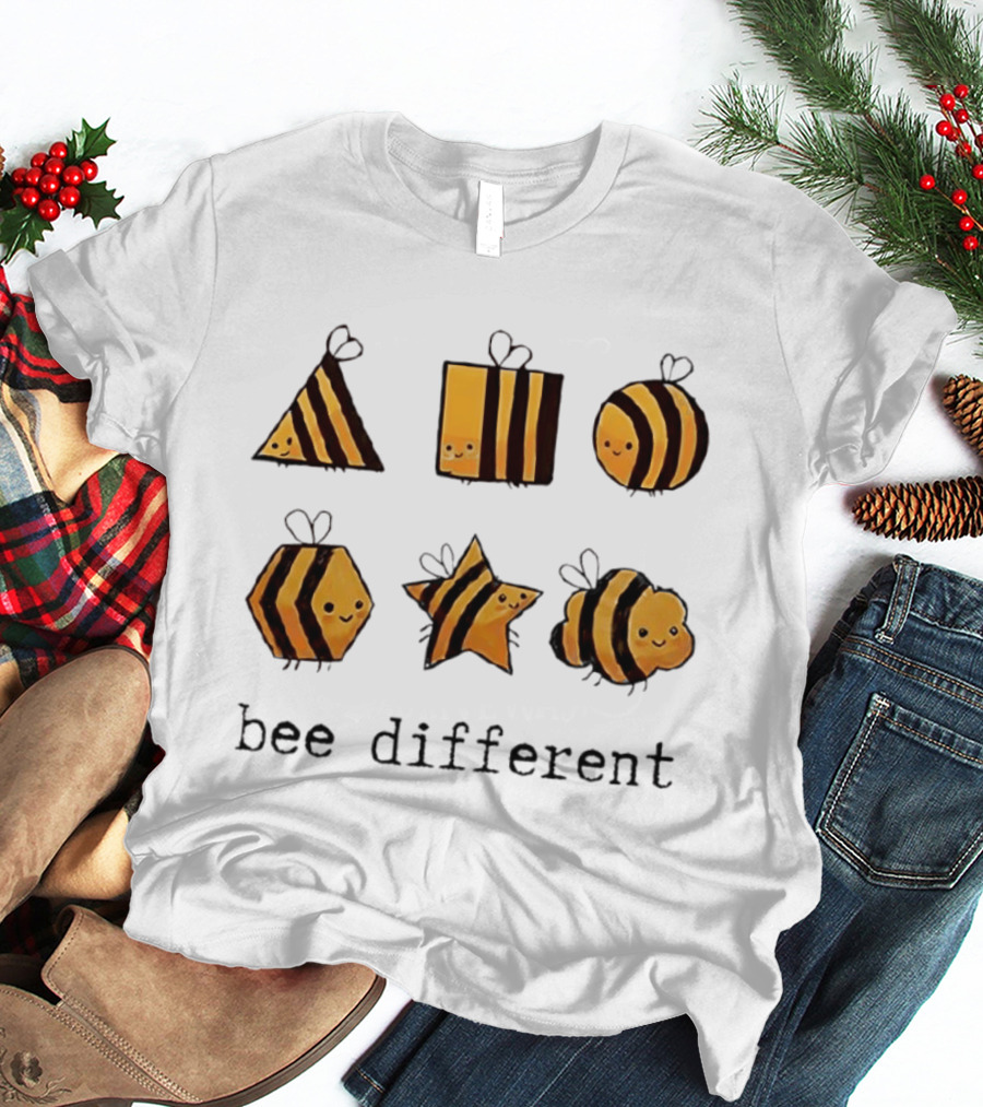 Bee Different Cartoon Bees Triangle Square Star Shapes T-Shirt