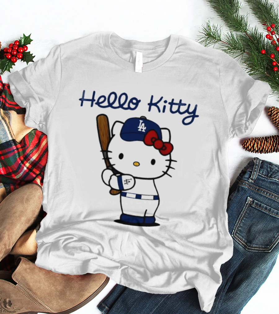 Hello Kitty Los Angeles Dodgers MLB Baseball Player T-Shirt