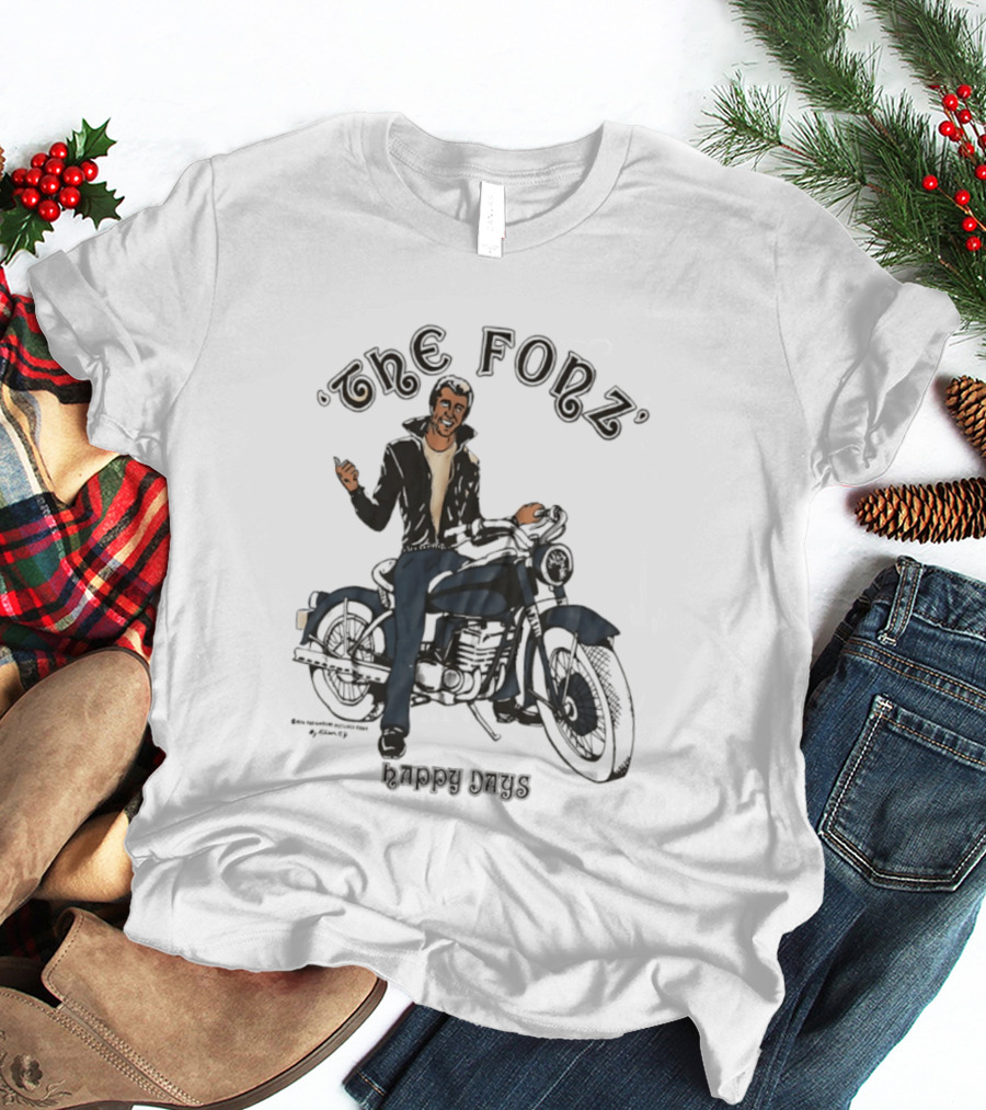 The Fonz Happy Days Motorcycle Coolness Retro 70s Vibes T-Shirt