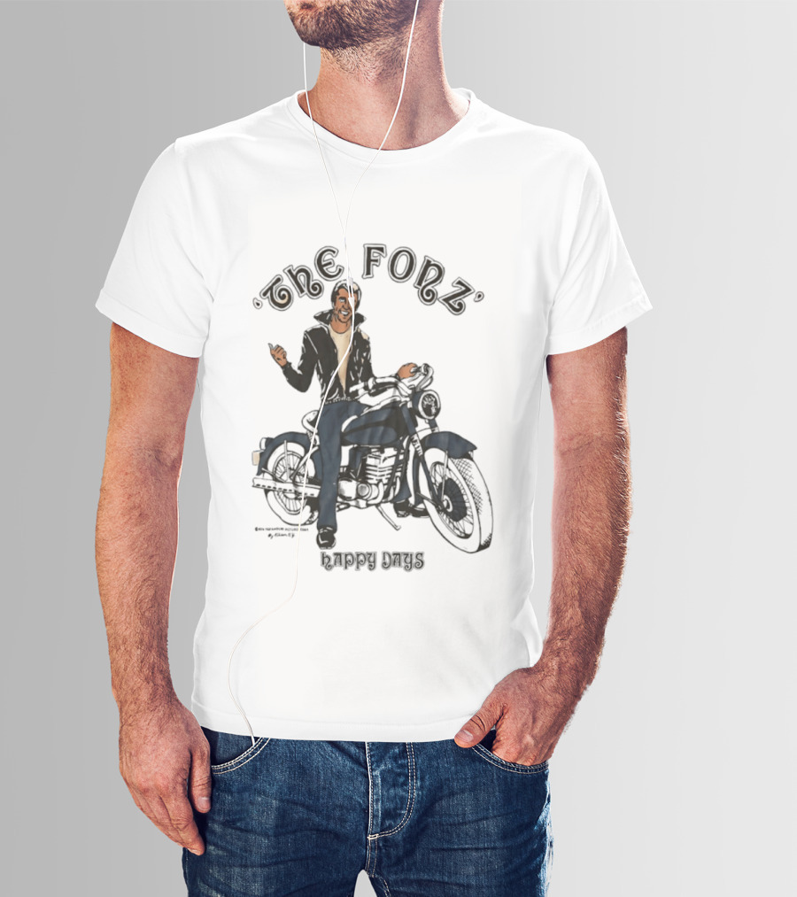 The Fonz Happy Days Motorcycle Coolness Retro 70s Vibes T-Shirt