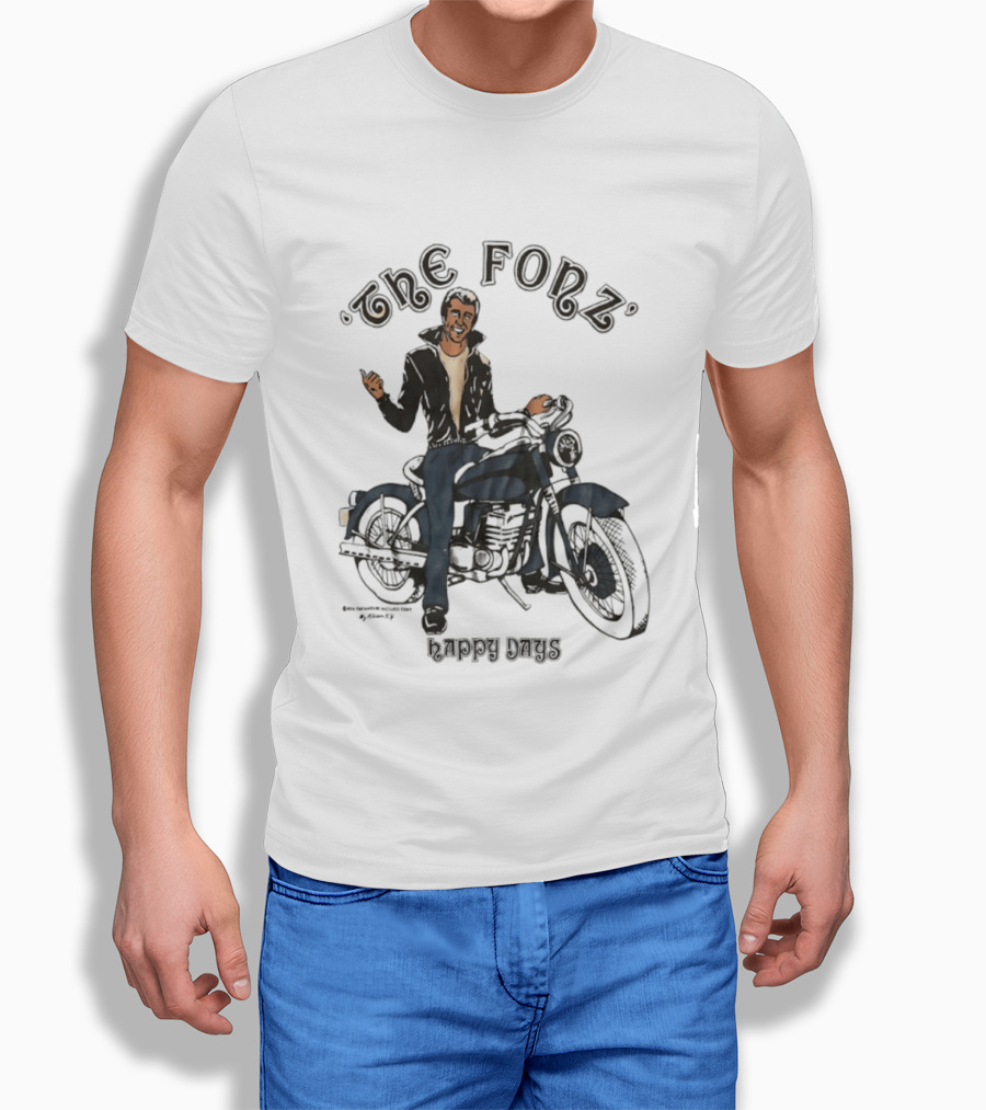 The Fonz Happy Days Motorcycle Coolness Retro 70s Vibes T-Shirt