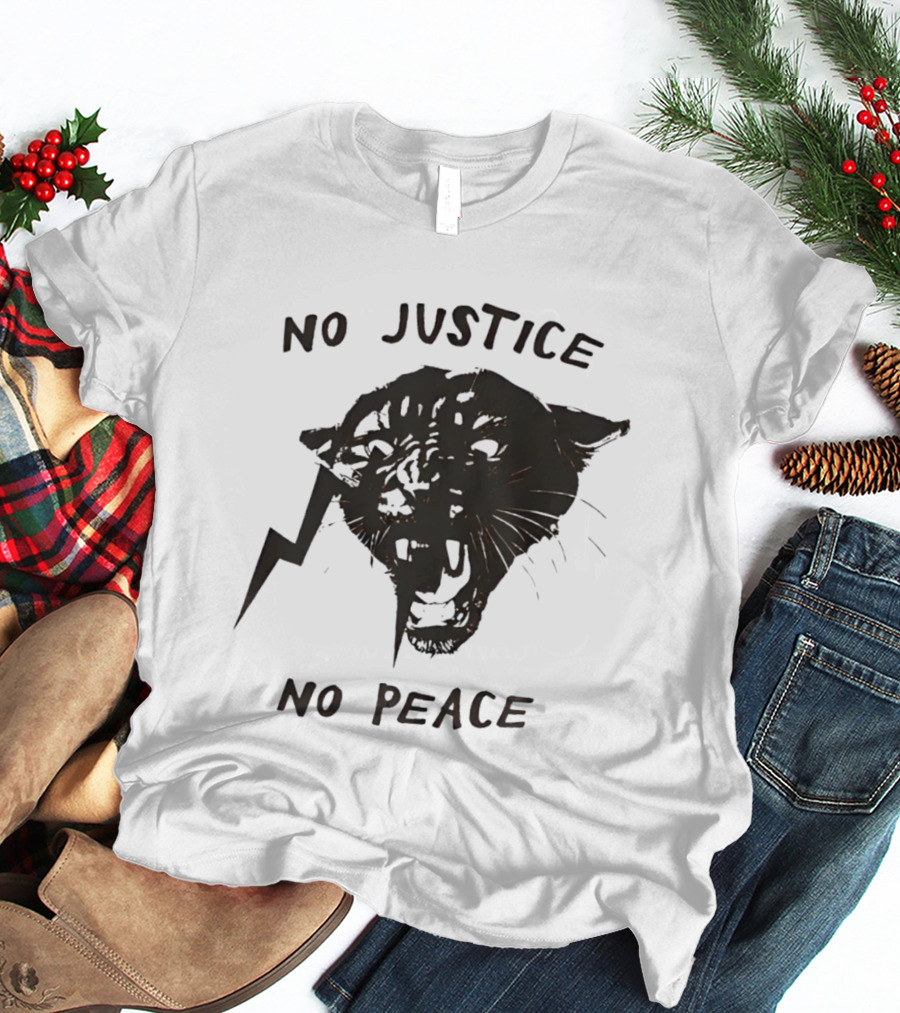 No Justice No Peace Black Panther Roaring Face T-Shirt