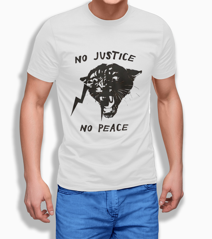 No Justice No Peace Black Panther Roaring Face T-Shirt