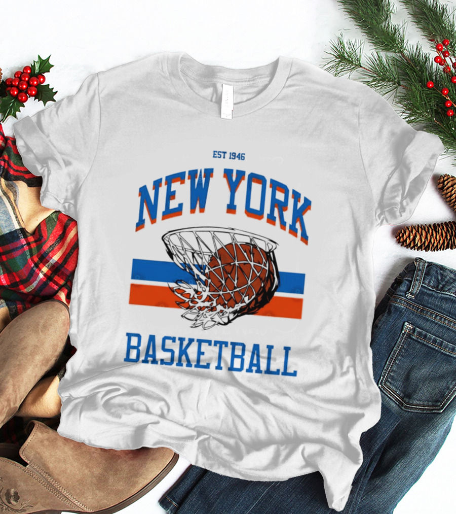 New York Basketball Est 1946 Slam Dunk Net T-Shirt