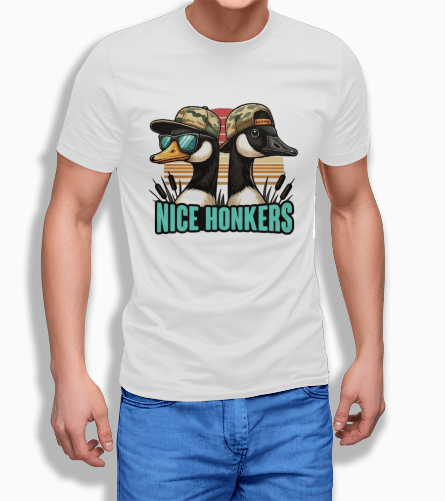 Nice Honkers Duck Hunting Fathers Day Camouflage Hat Sunglasses T-Shirt