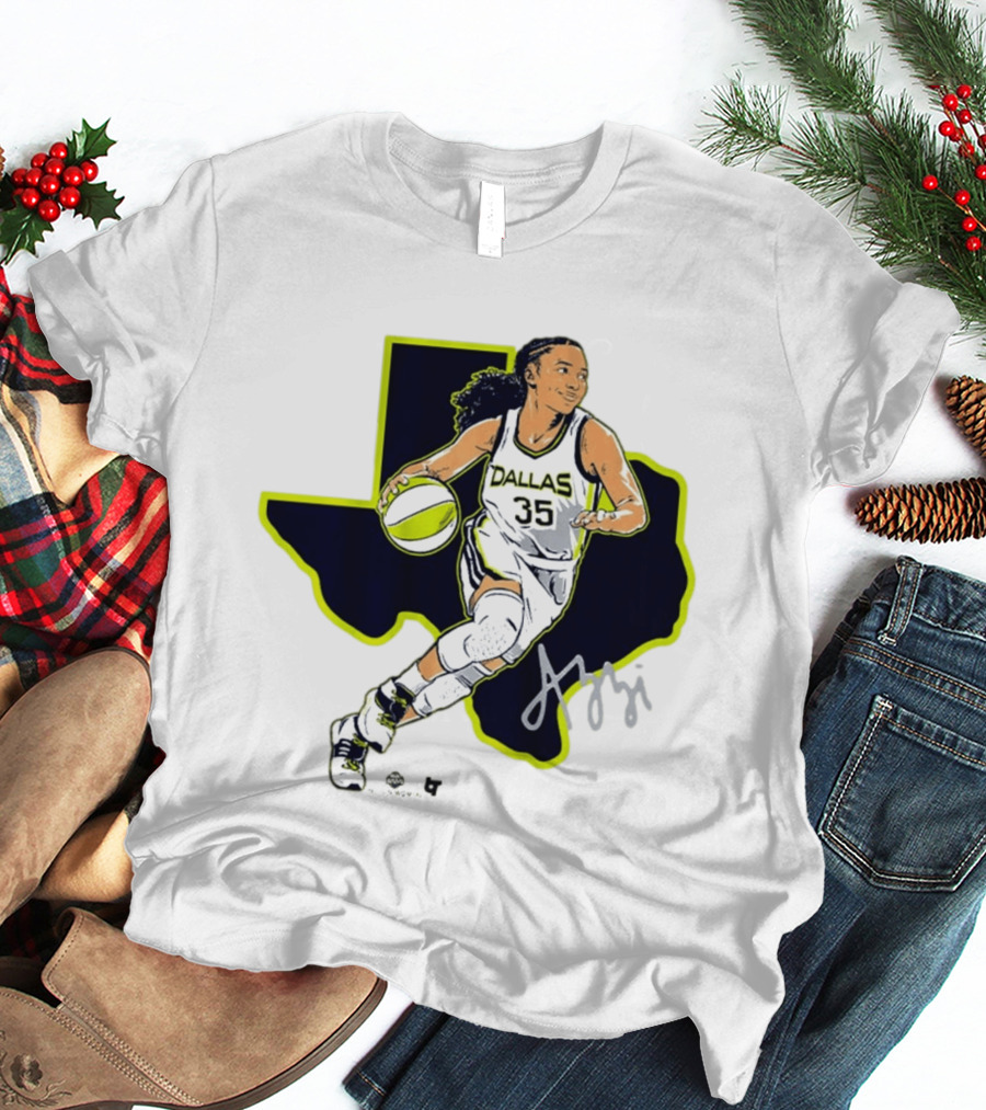 Dallas Basketball 35 Texas Map Player Dribbling T-Shirt