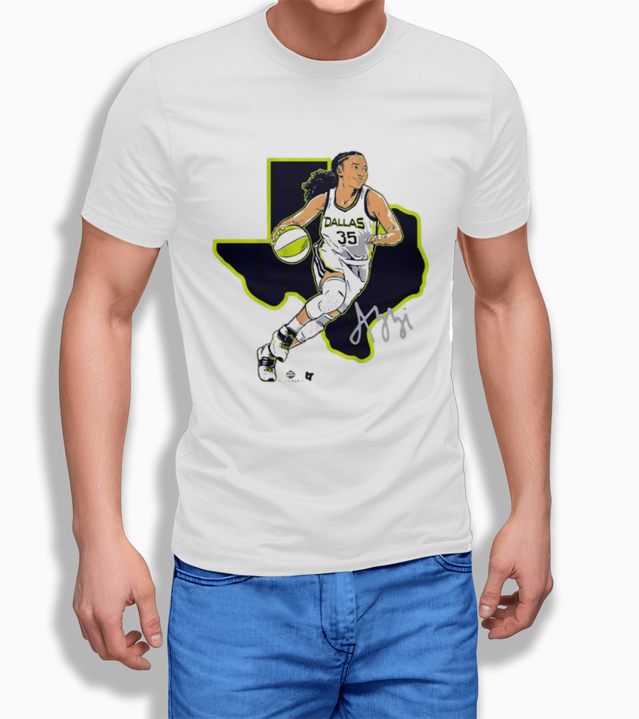 Dallas Basketball 35 Texas Map Player Dribbling T-Shirt