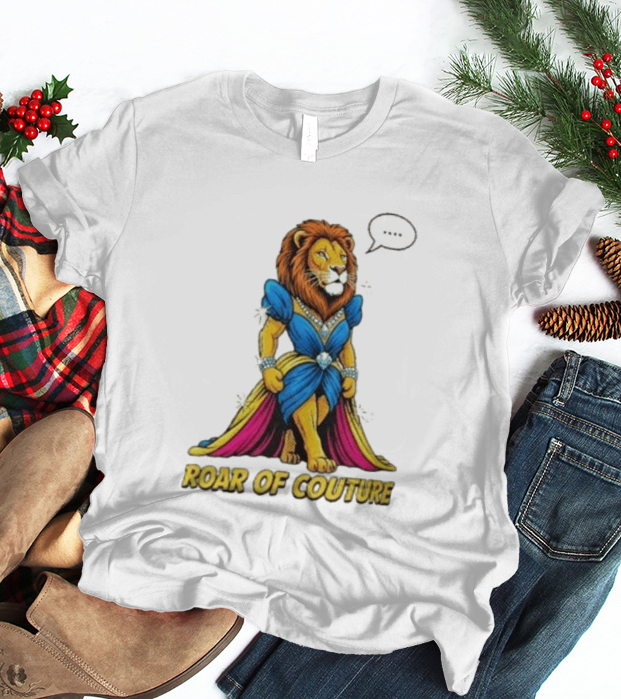 Roar Of Couture Elegant Lion In Royal Blue Gown T-Shirt