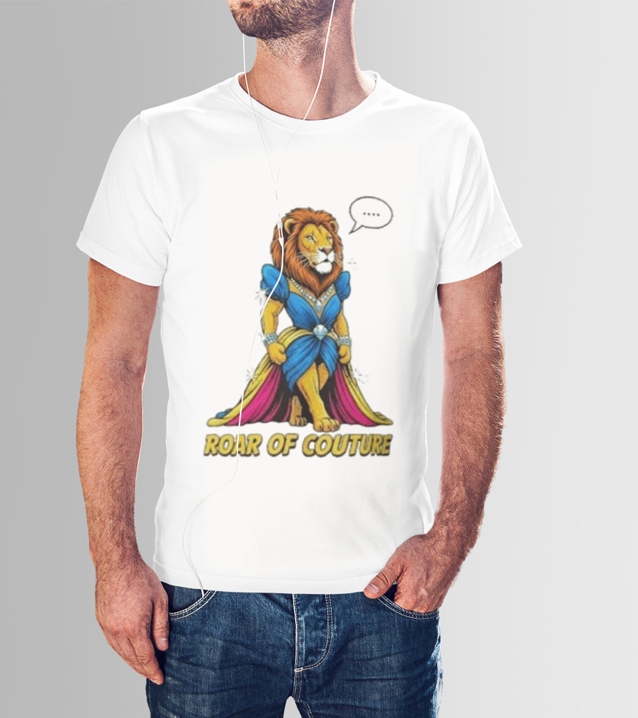 Roar Of Couture Elegant Lion In Royal Blue Gown T-Shirt