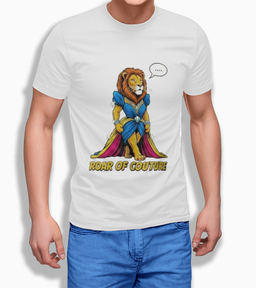 Roar Of Couture Elegant Lion In Royal Blue Gown T-Shirt