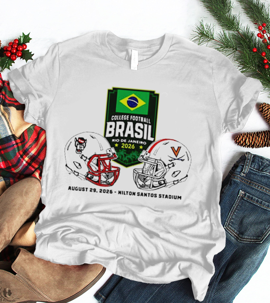 NC State Wolfpack Vs Virginia Cavaliers Brasil College Football Rio Game 2026 Hilton Santos Stadium August 30 T-Shirt