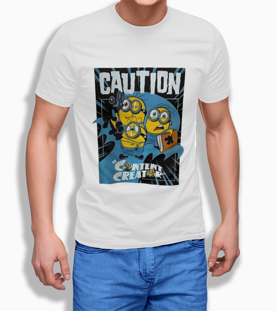 Caution Minions Content Creator Fun T-Shirt