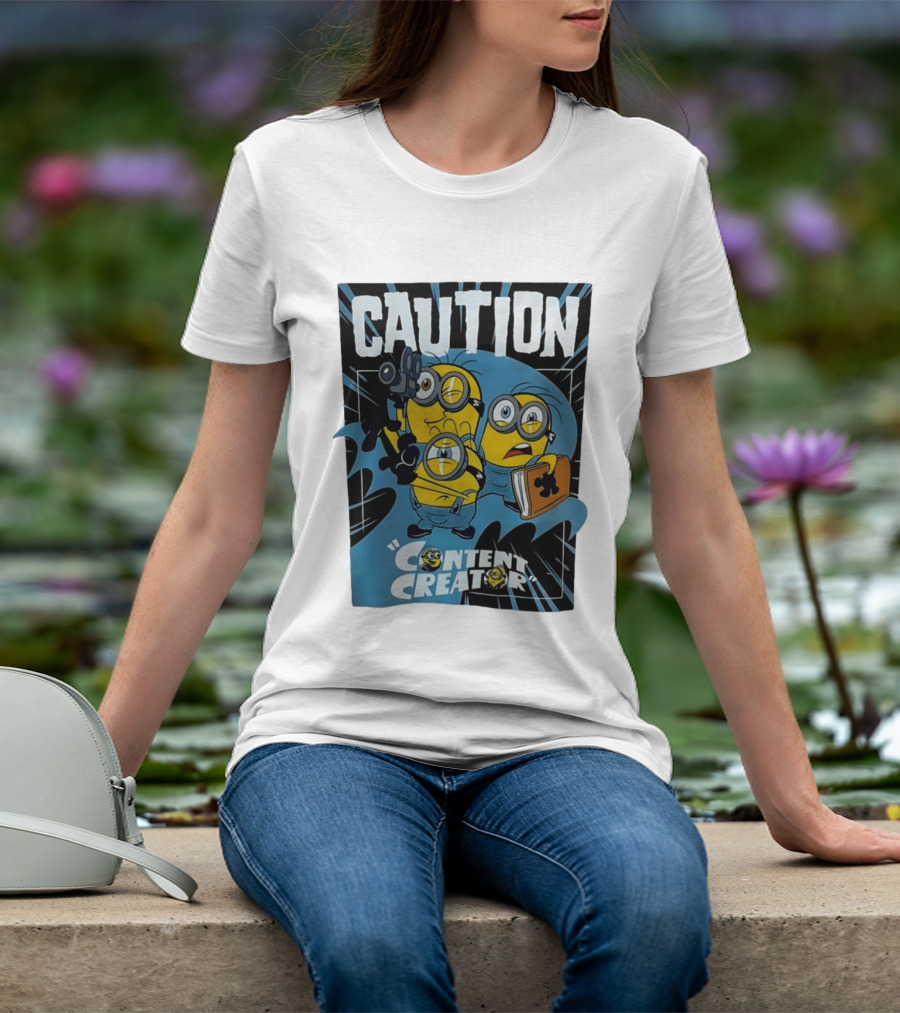 Caution Minions Content Creator Fun T-Shirt