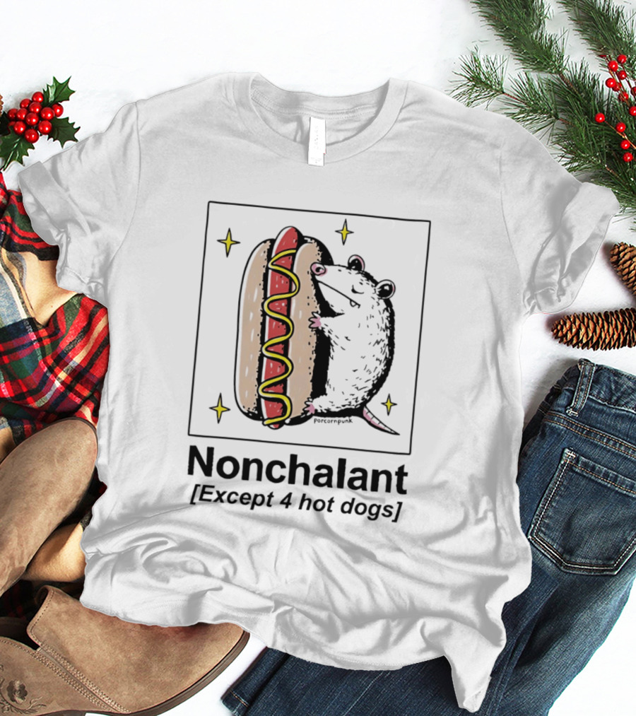 Mouse Hugging Hot Dog Nonchalant Except 4 Hot Dogs T-Shirt