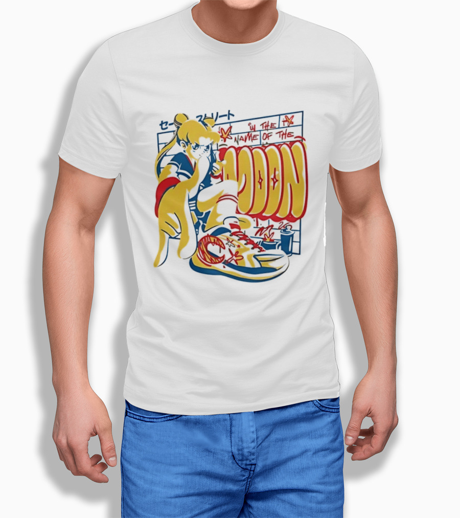 Sailor Moon Urban Scout In The Name Of The Moon Graffiti Style Sneakers T-Shirt