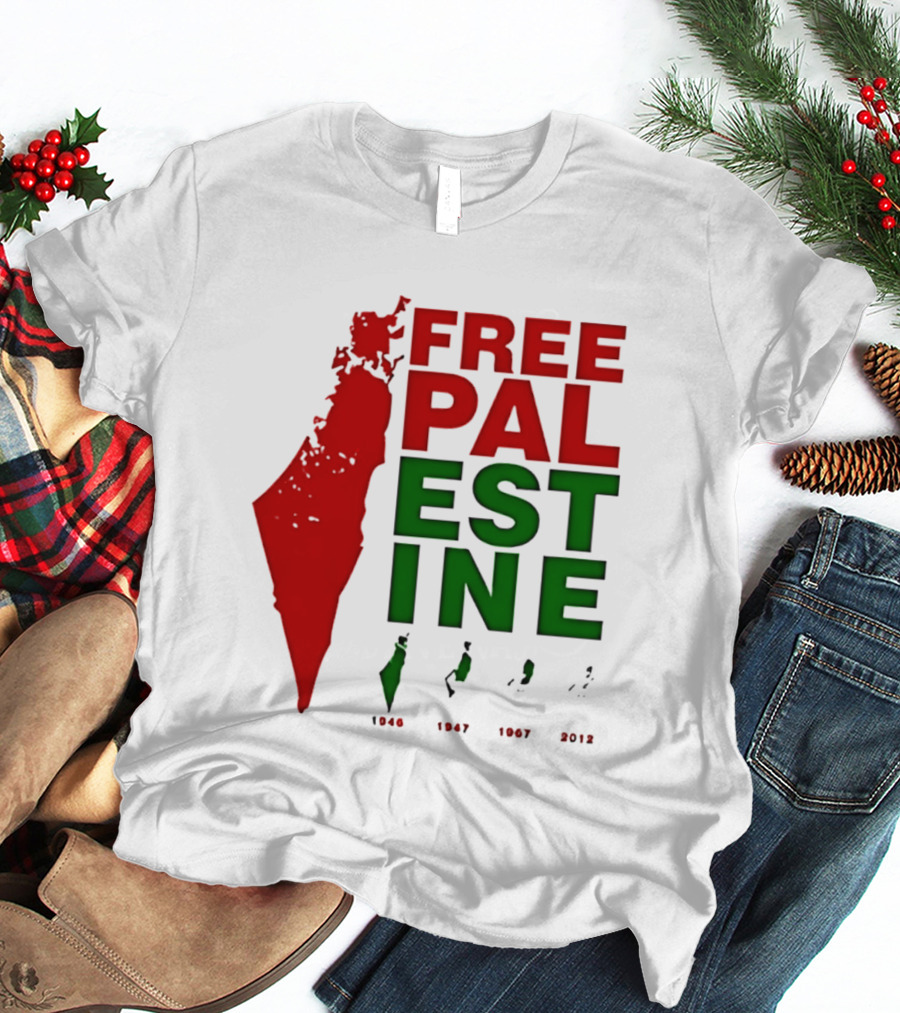 Free Palestine 1946 1947 1967 2012 Map T-Shirt