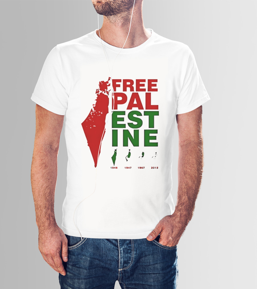 Free Palestine 1946 1947 1967 2012 Map T-Shirt