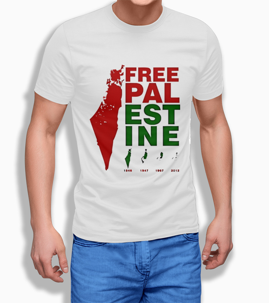 Free Palestine 1946 1947 1967 2012 Map T-Shirt