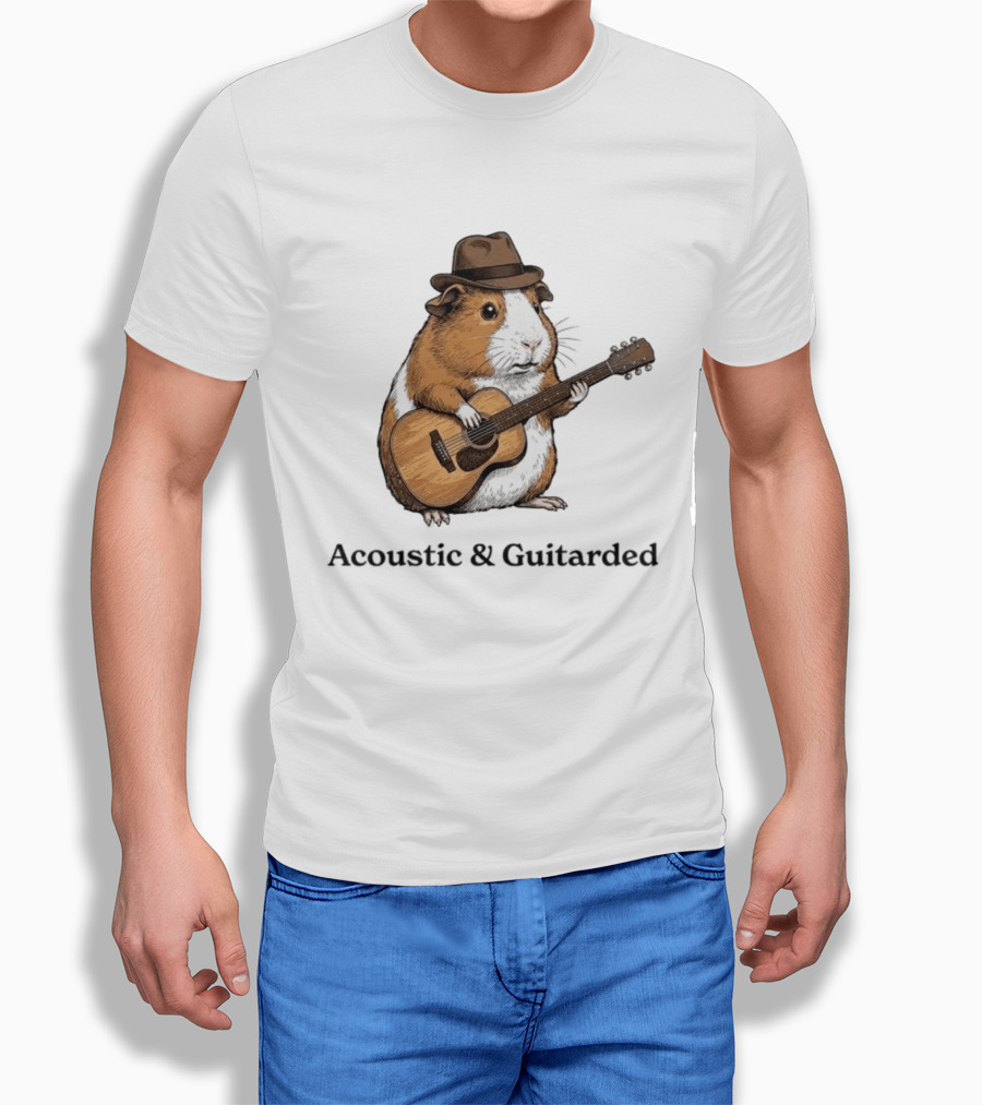 Guinea Pig With Guitar And Hat Acoustic Guitarded T-Shirt