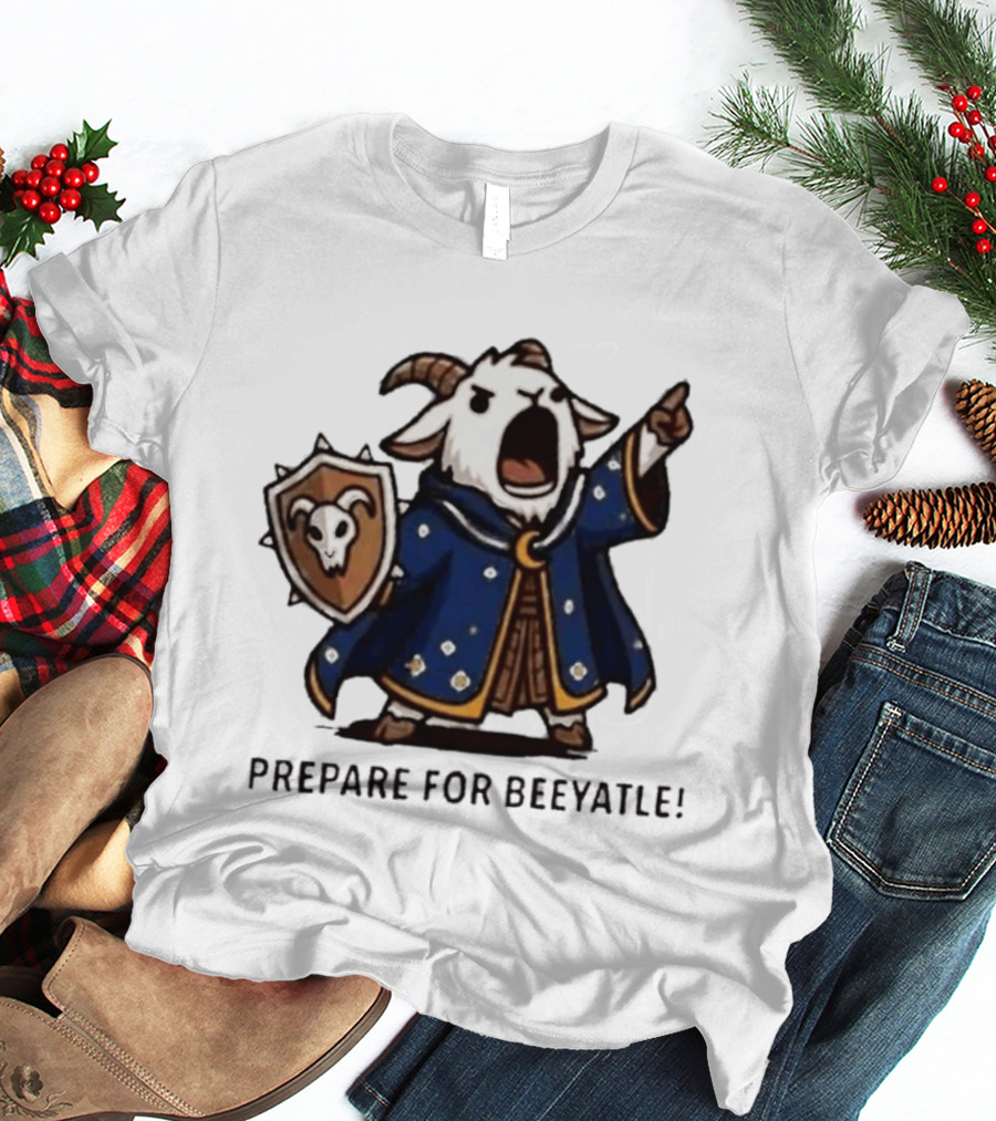 Wizard Goat Prepare For Beeyatle Fantasy Battle Mage Cloak Shield T-Shirt