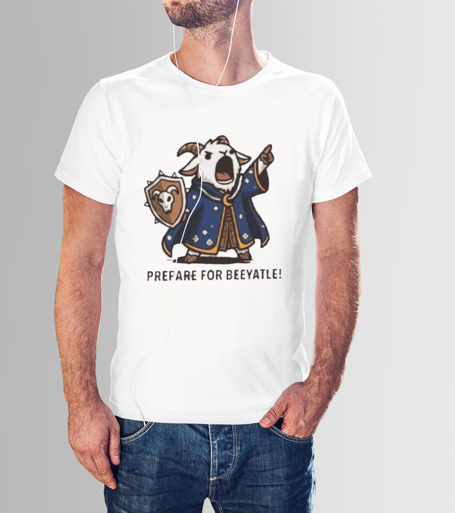 Wizard Goat Prepare For Beeyatle Fantasy Battle Mage Cloak Shield T-Shirt