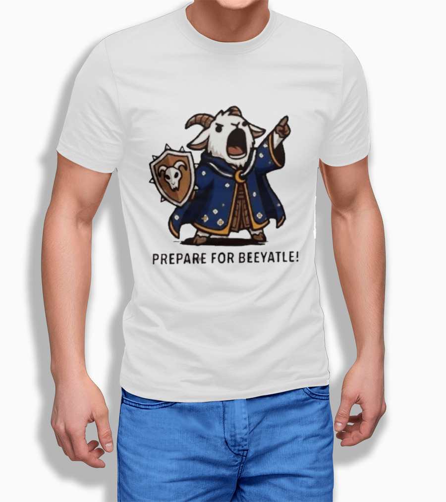 Wizard Goat Prepare For Beeyatle Fantasy Battle Mage Cloak Shield T-Shirt