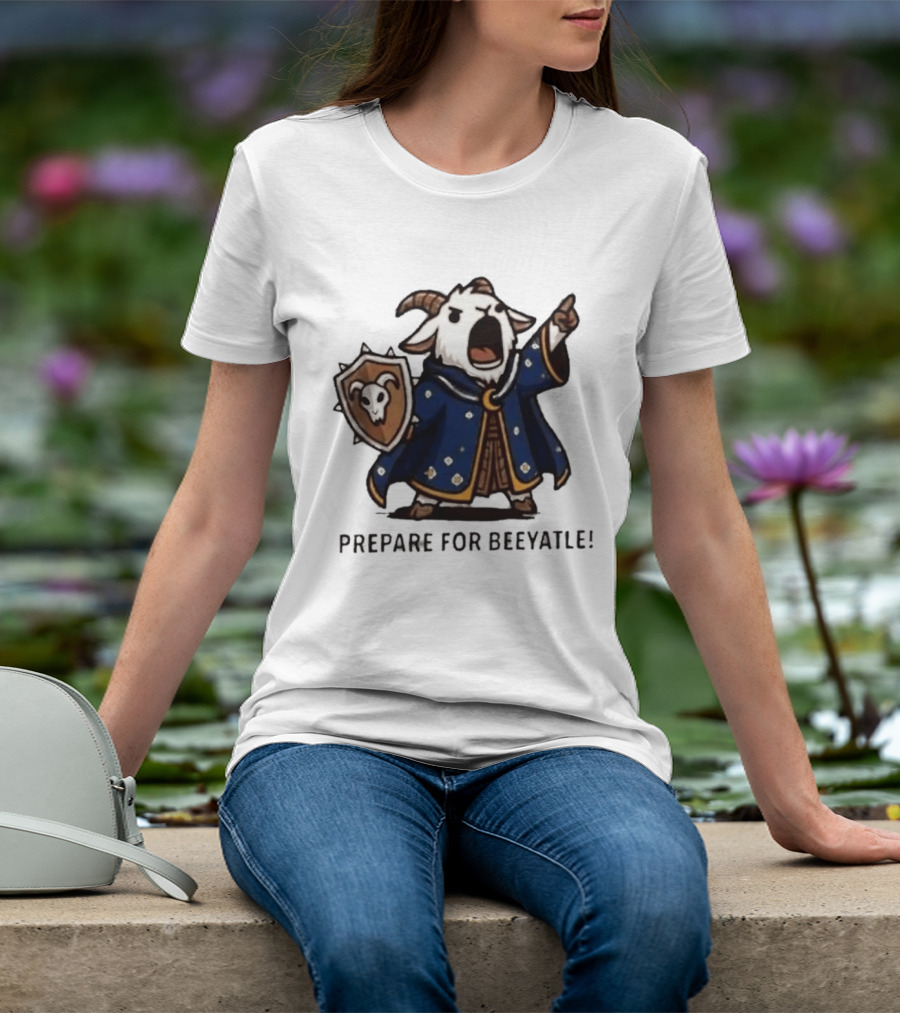 Wizard Goat Prepare For Beeyatle Fantasy Battle Mage Cloak Shield T-Shirt