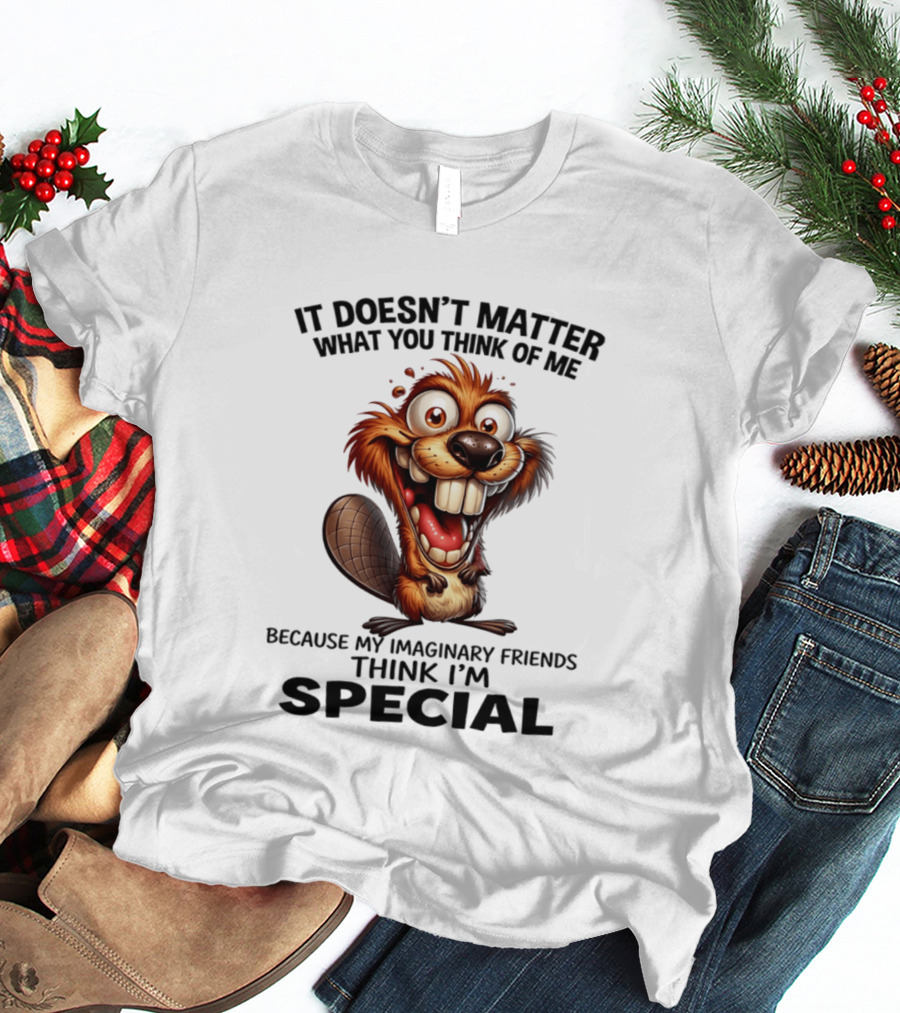 It Doesn't Matter What You Think Of Me Because My Imaginary Friends Think I'm Special Cartoon T-Shirt