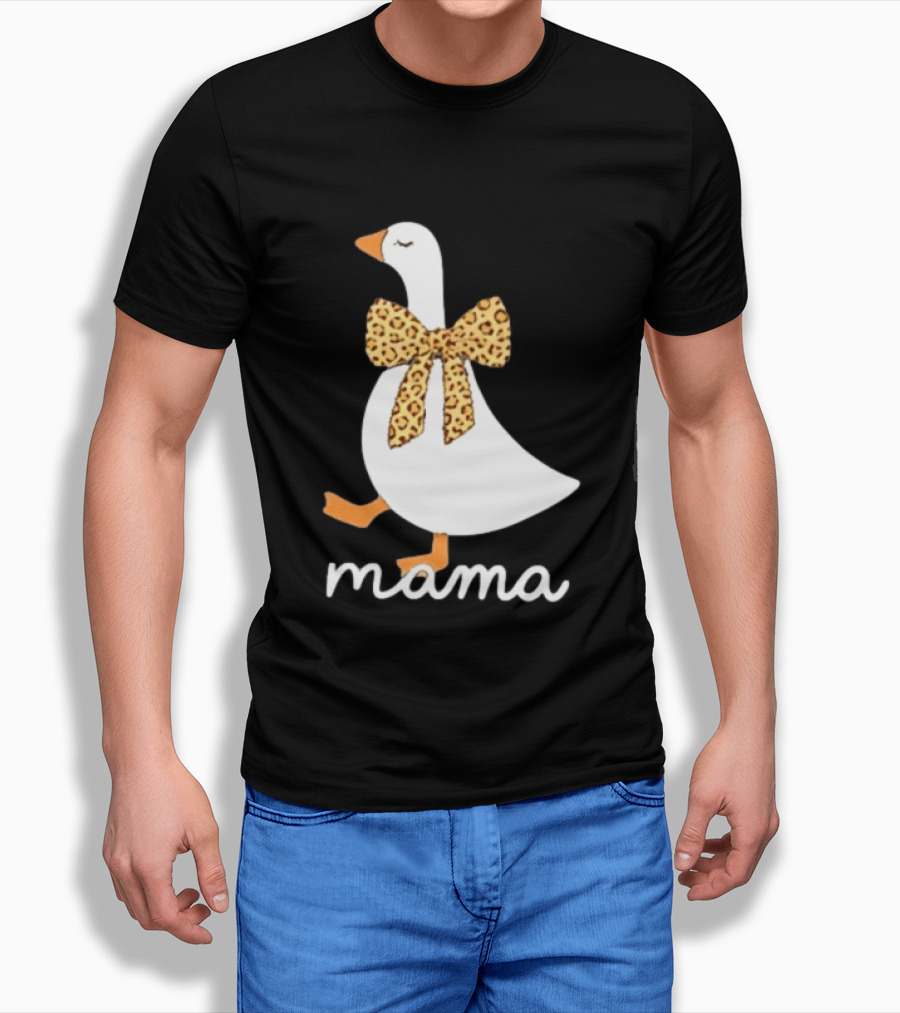 Leopard Bow Goose Mama Cute Animal Print T-Shirt