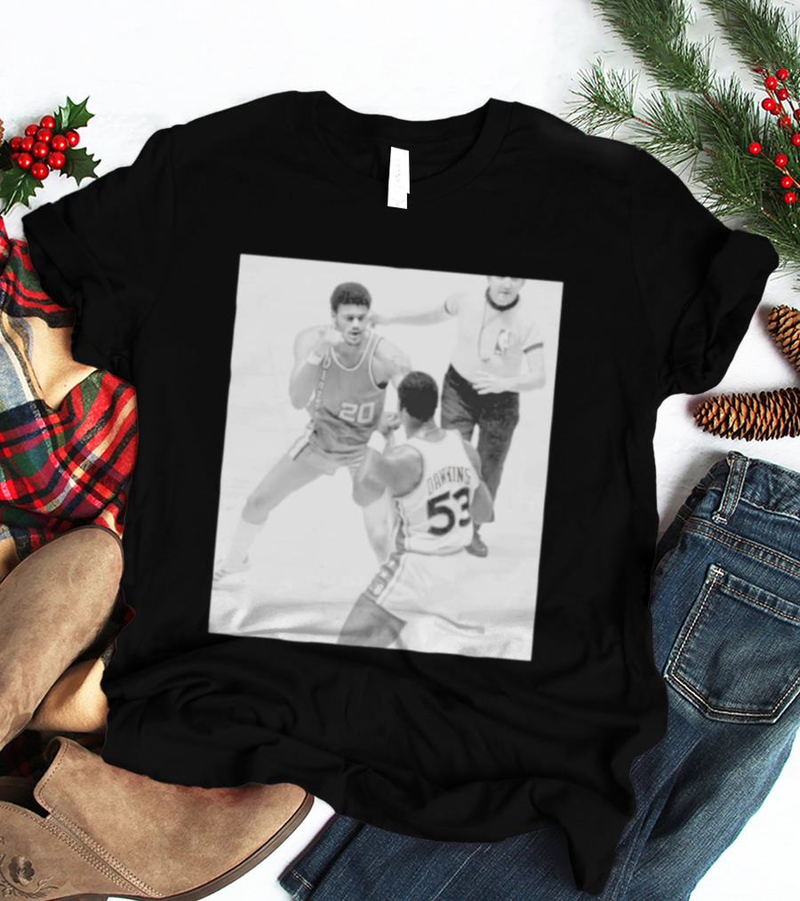 NBA Vintage Showdown Maurice Lucas Vs Darryl Dawkins Black White 20 53 T-Shirt