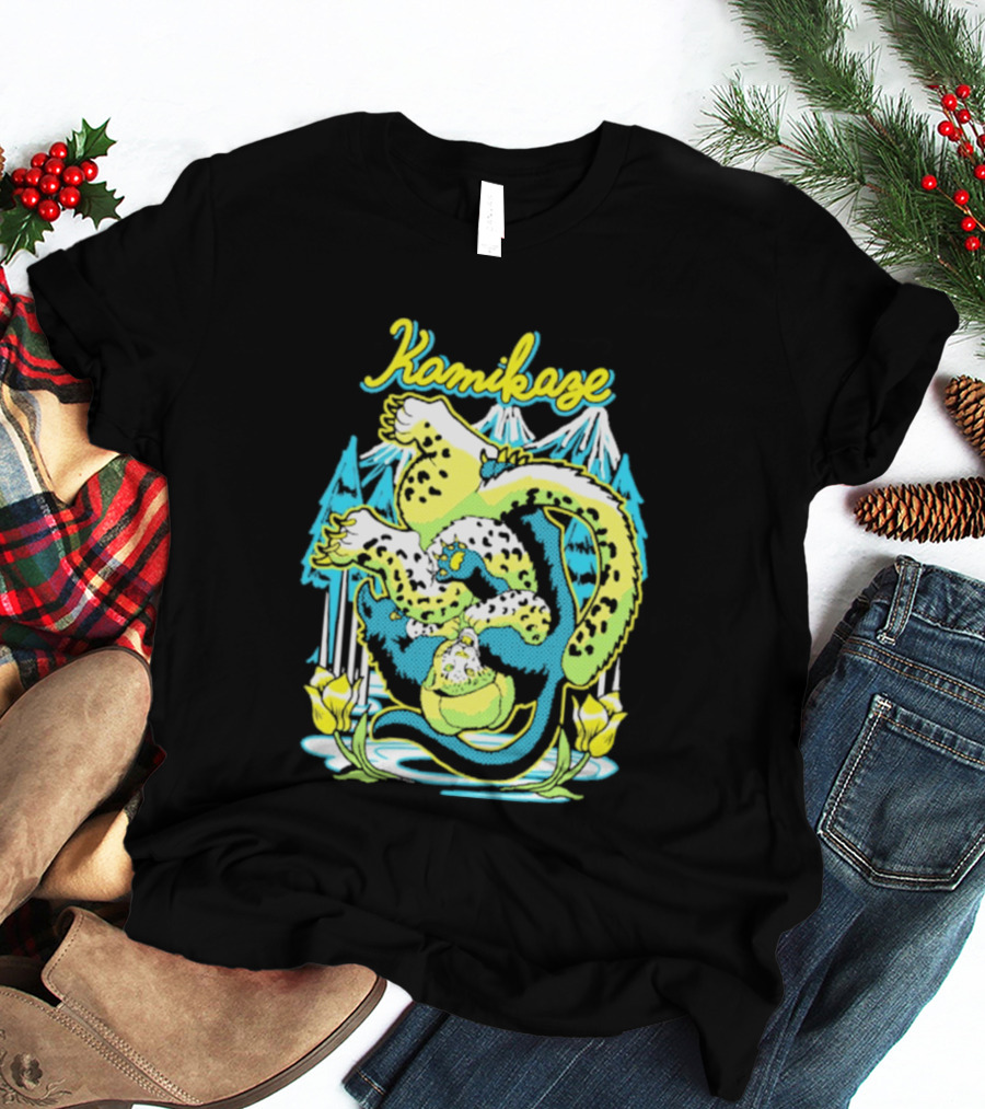 Kamikaze Dragon With Mountain And Lotus T-Shirt