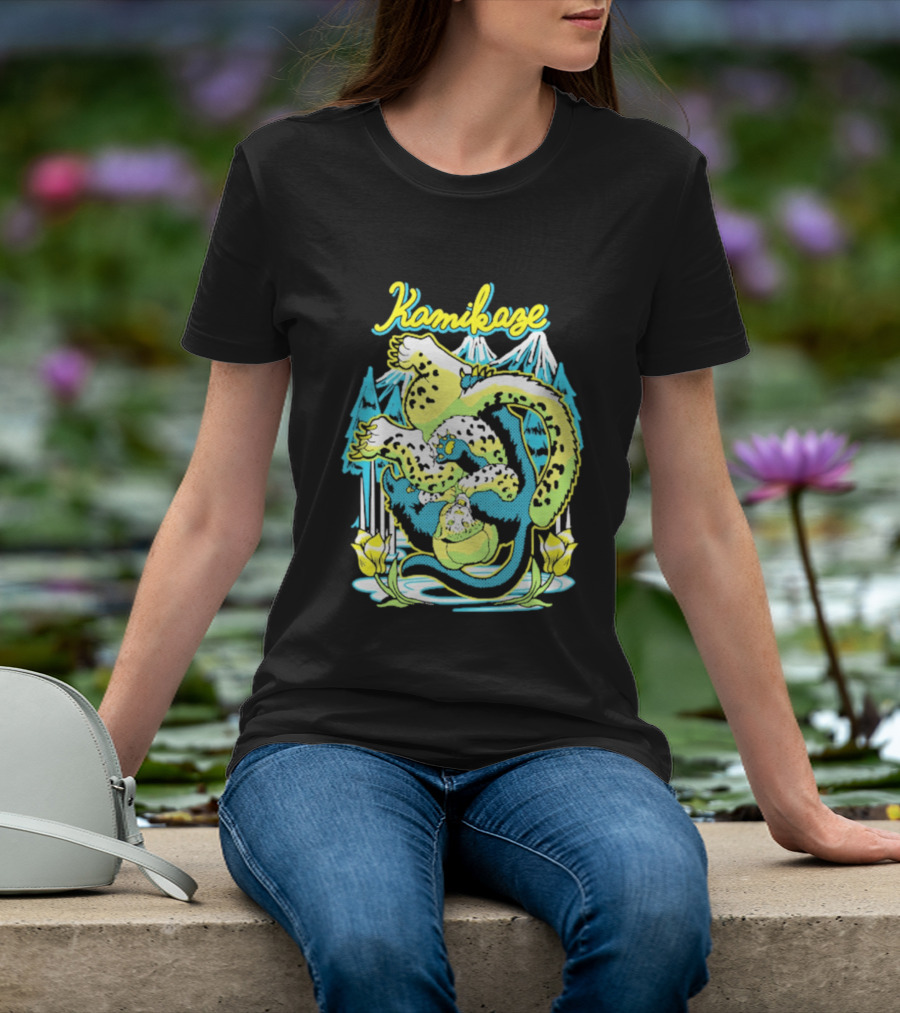 Kamikaze Dragon With Mountain And Lotus T-Shirt
