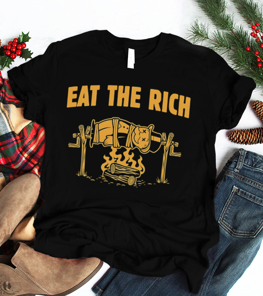 Rich Uncle Pennybags Eat The Rich Spit Roasted Humor Monopoly Man T-Shirt