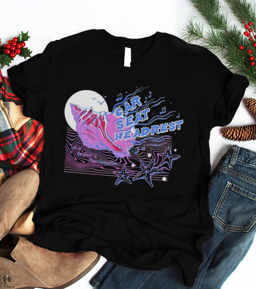 Seashell Car Seat Headrest Lost On The Shores Of Planet Desperation 2026 Moon And Stars Ocean Vibes T-Shirt