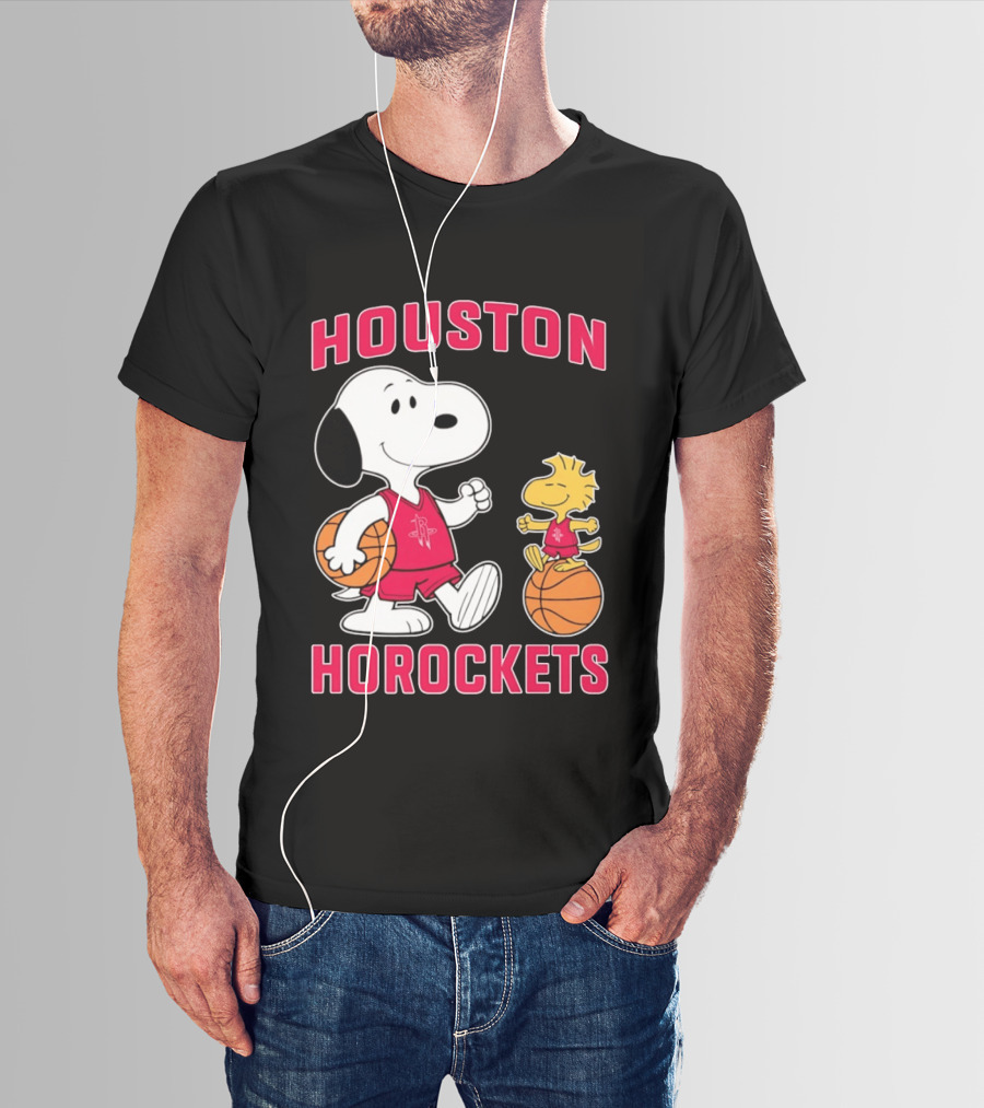 Snoopy Woodstock Houston Rockets Basketball Team T-Shirt