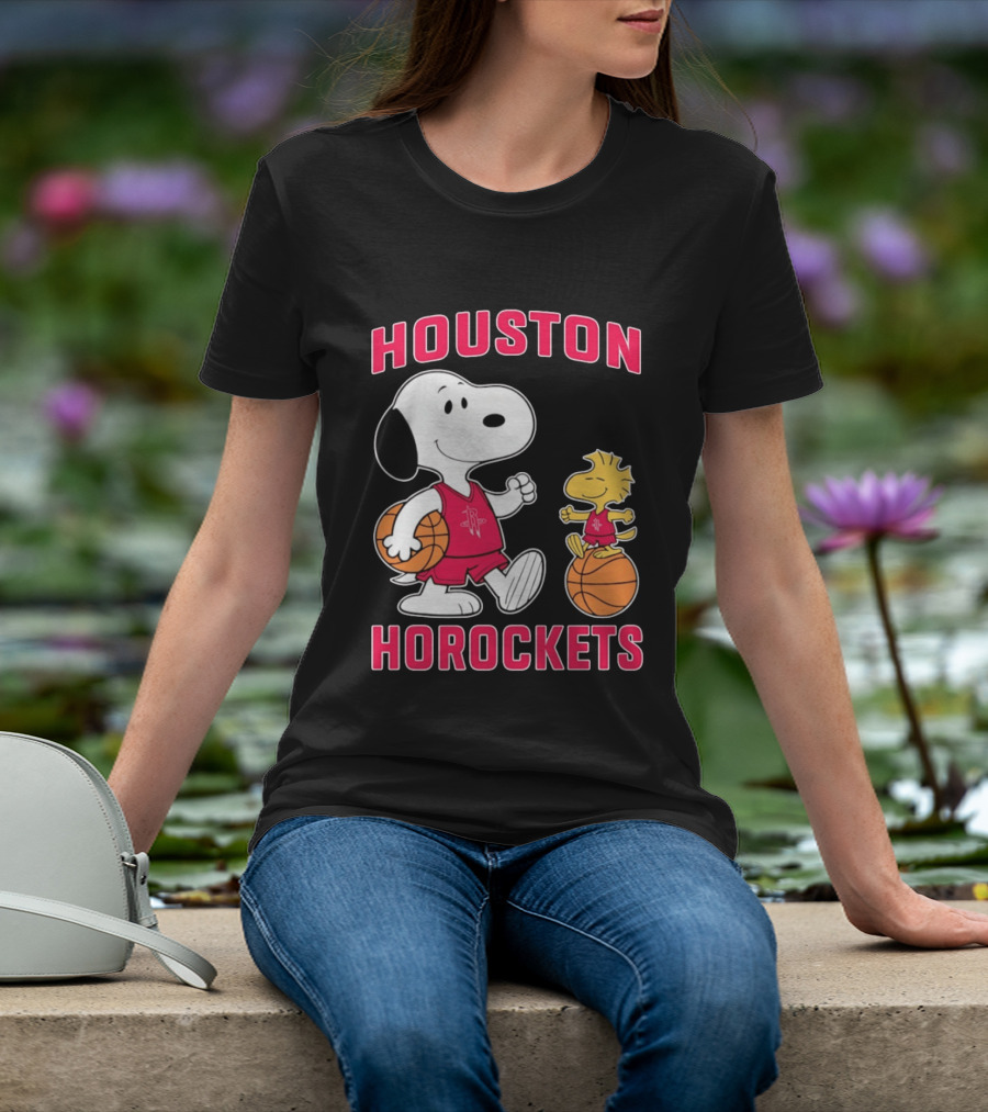 Snoopy Woodstock Houston Rockets Basketball Team T-Shirt