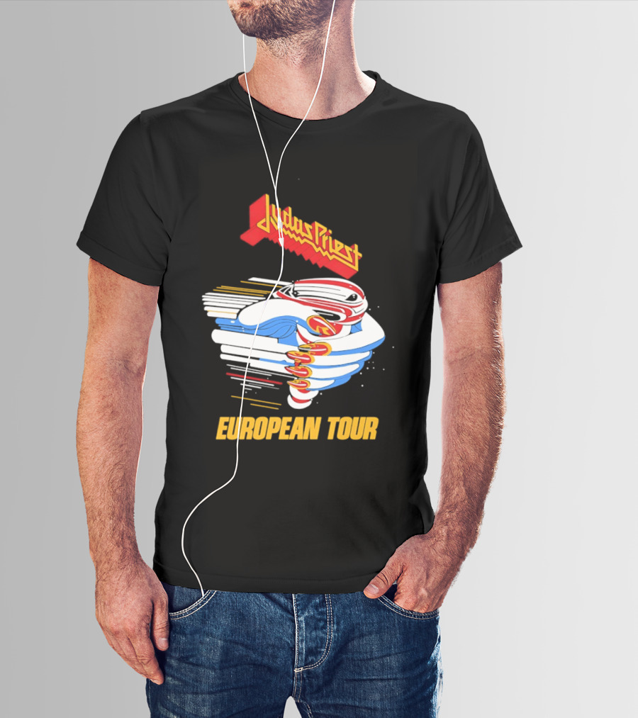 Judas Priest Turbo European Tour 1986 Vintage Album Cover T-Shirt